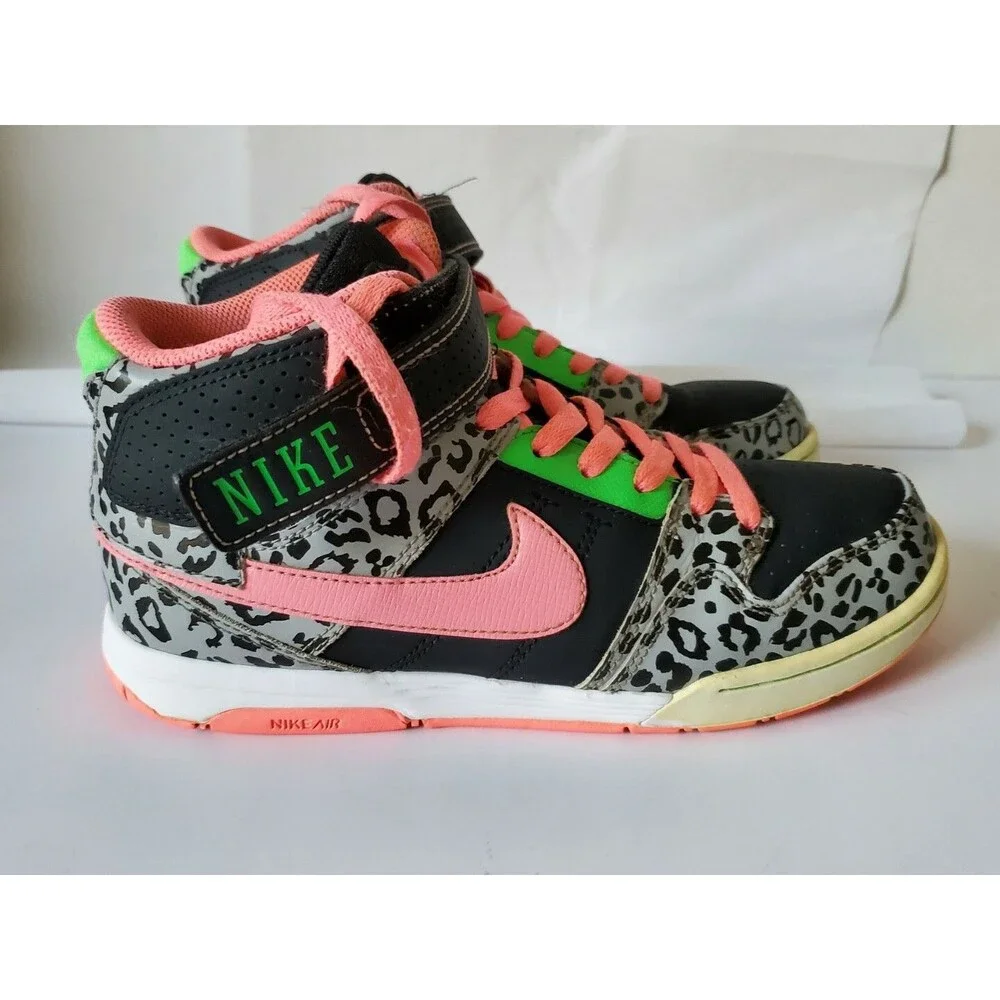 Nike Air Morgan 2 Mid Gray Cheetah Black Green Pink 407479-062 Women's sz 7.5